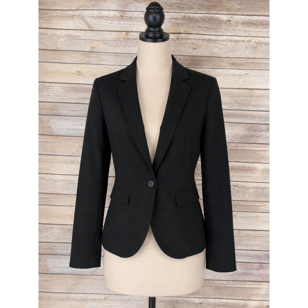 Women's Ann Taylor Petites One Button Black Blazer Size 10P